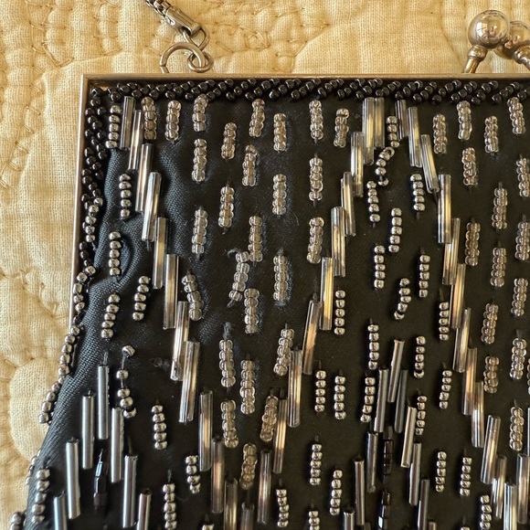 Elegant Black Clutch Bag with chain - embellished bead detail, beautiful! - Picture 2 of 6